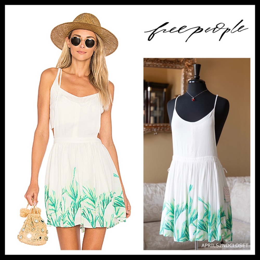 FREE PEOPLE WHITE BOHO PRINT SLIP MINI DRESS A3C - Picture 8 of 8